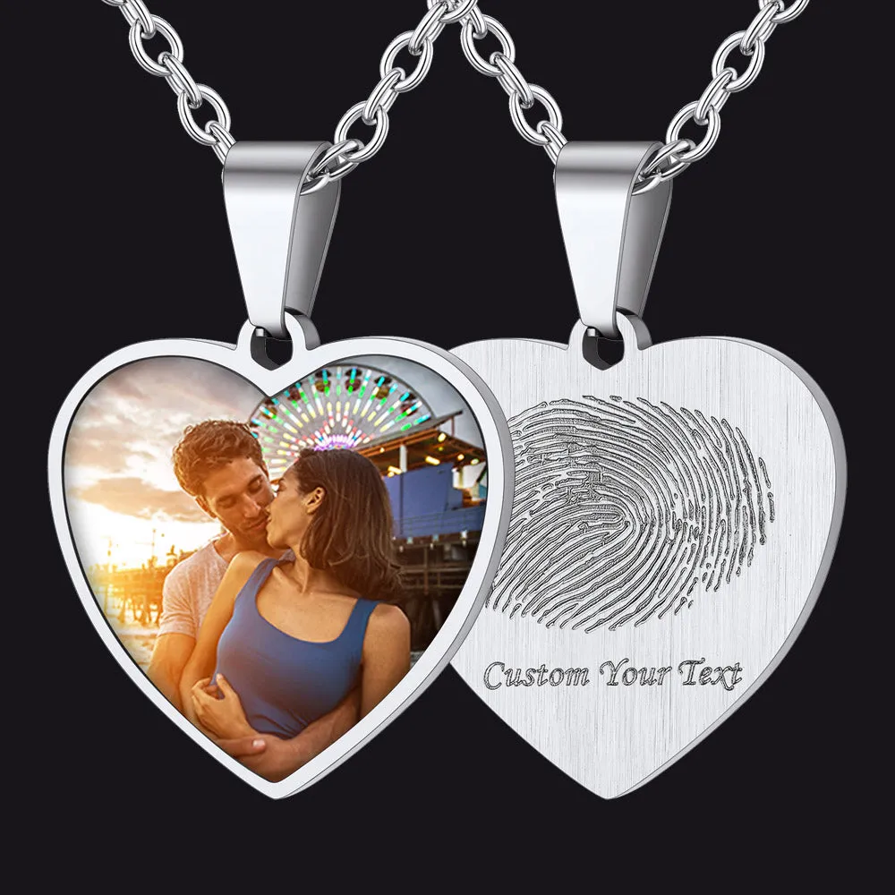 Customized Heart Photo Fingerprint Necklace for Women sold by FaithHeart