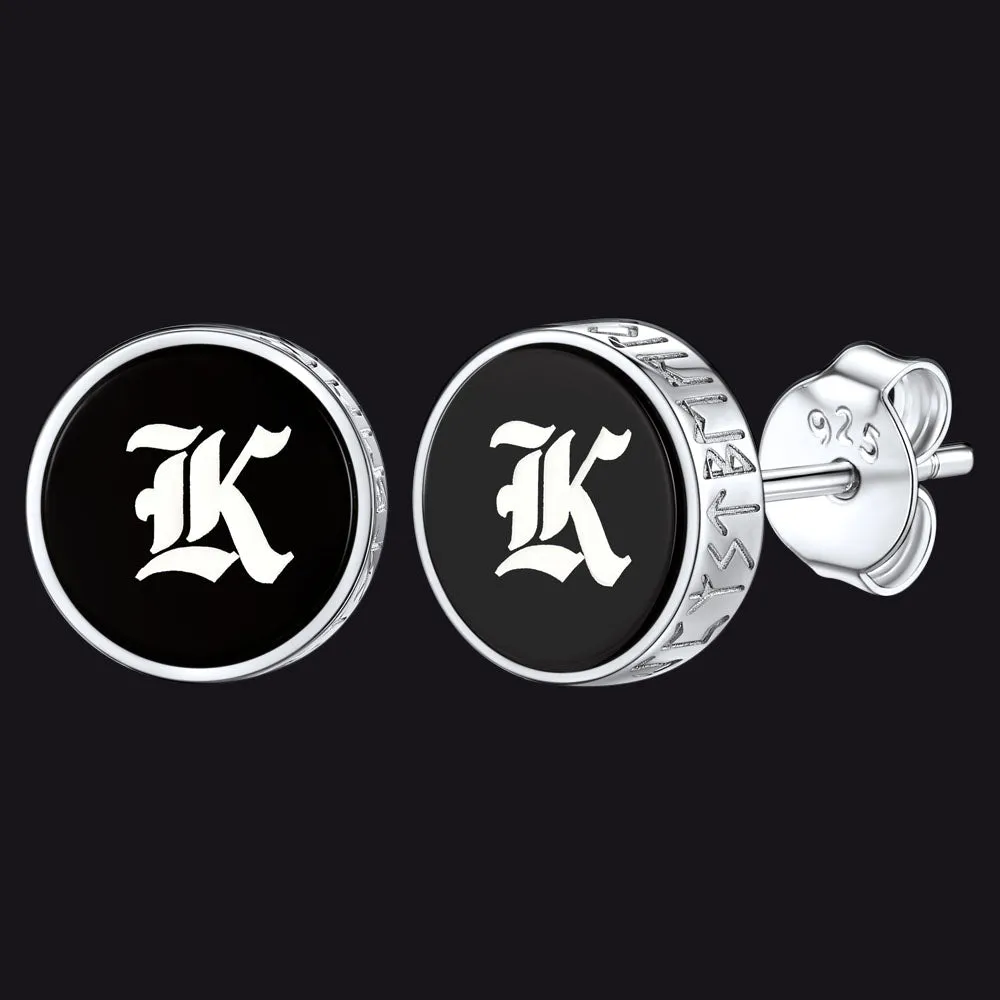 Engraved Black Onyx Stud Earrings with Viking Rune sold by FaithHeart
