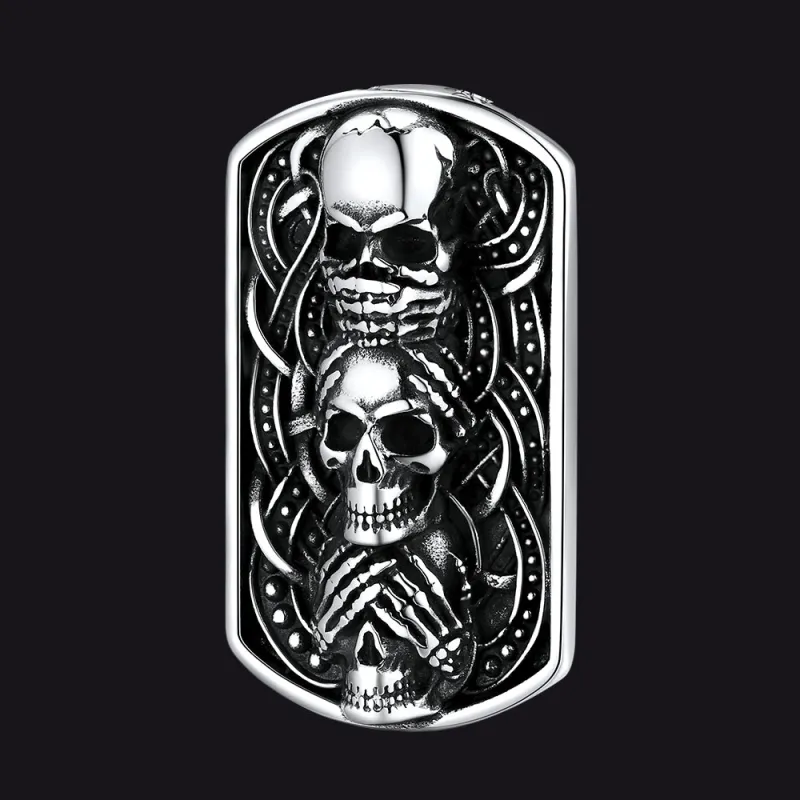 No Evil Skulls Dog Tag Pendant sold by FaithHeart