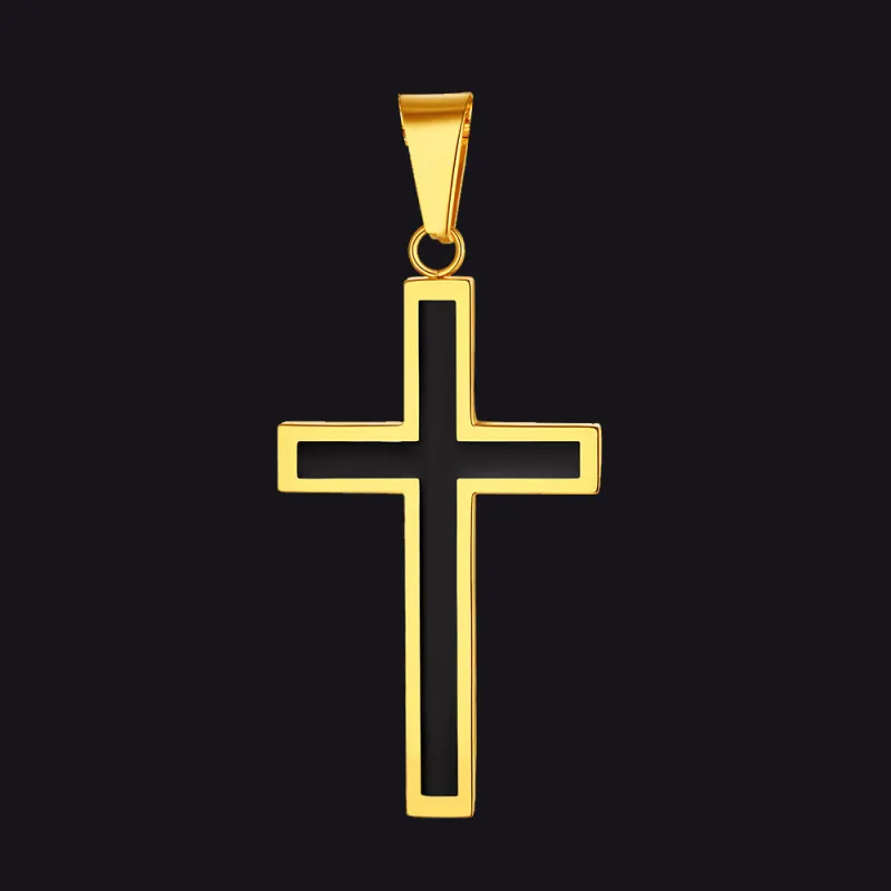 Black Enamel Cross Pendant sold by FaithHeart