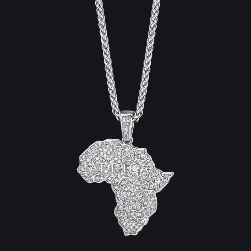 Hip Hop Zirconia Africa Map Necklace for Men made by FaithHeart