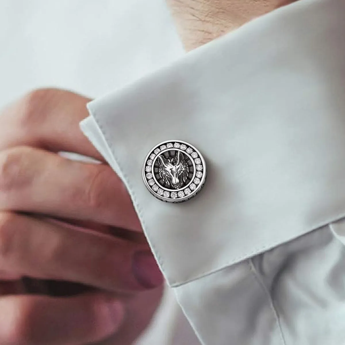 Norse Viking Wolf Cufflinks for Men in Stainless Steel sold by FaithHeart product image thumbnail 2