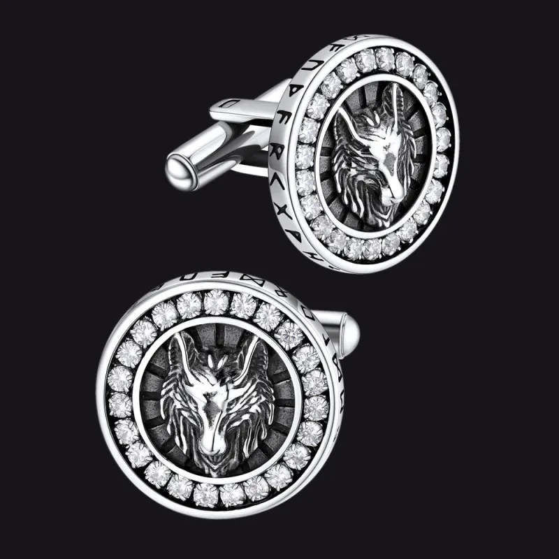 Norse Viking Wolf Cufflinks for Men in Stainless Steel sold by FaithHeart