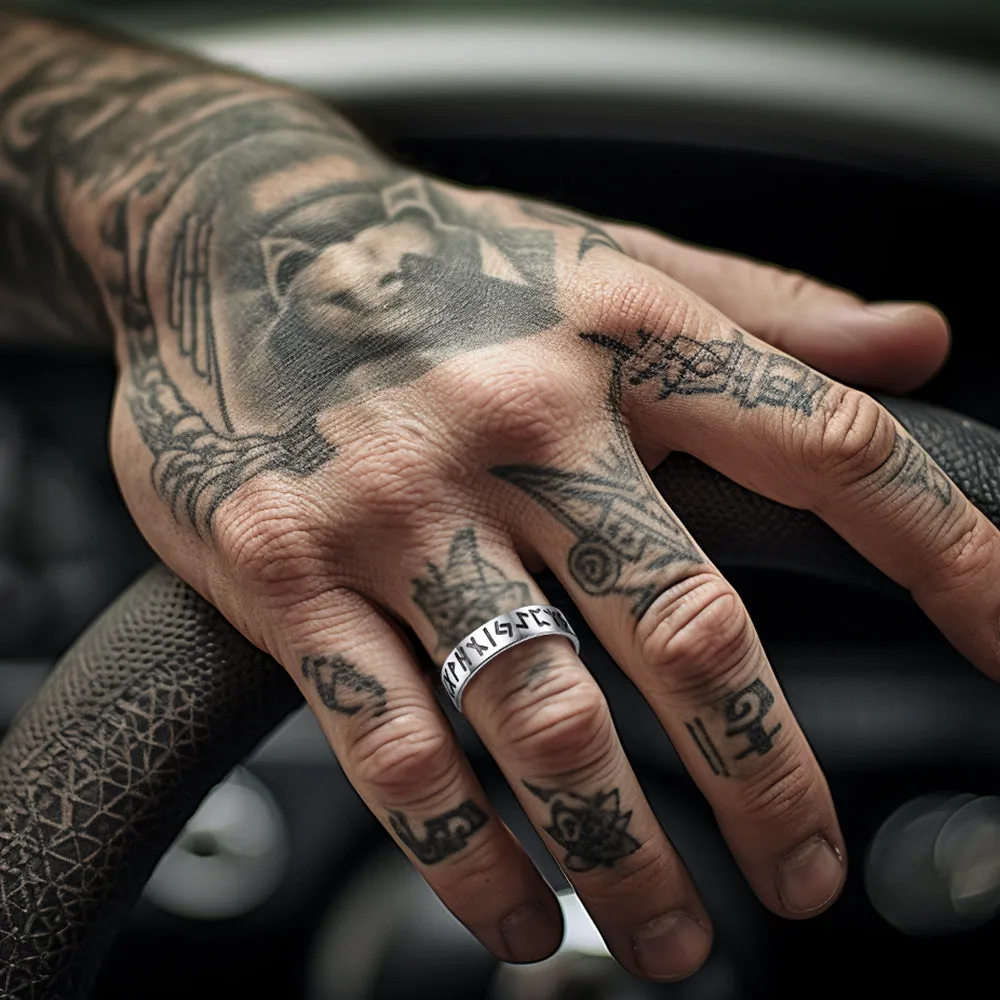 Sterling Silver Norse Viking Runes Ring for Men Women sold by FaithHeart product image thumbnail 2