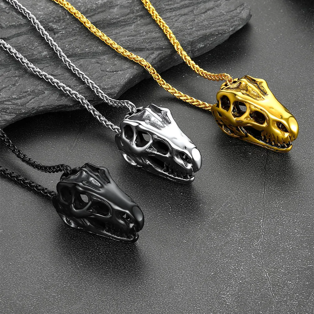 T-Rex Dinosaur Skull Head Necklace Pendant for Men sold by FaithHeart product image thumbnail 3