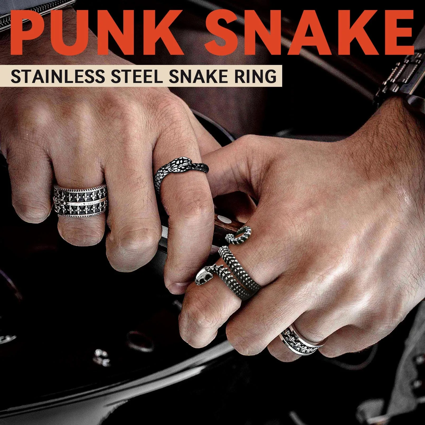 Gothic Snake Skull Bone Ring for Men Women sold by FaithHeart product image thumbnail 3