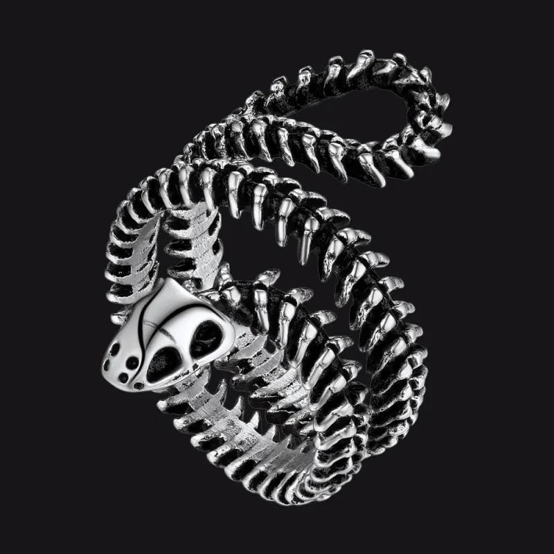 Gothic Snake Skull Bone Ring for Men Women sold by FaithHeart