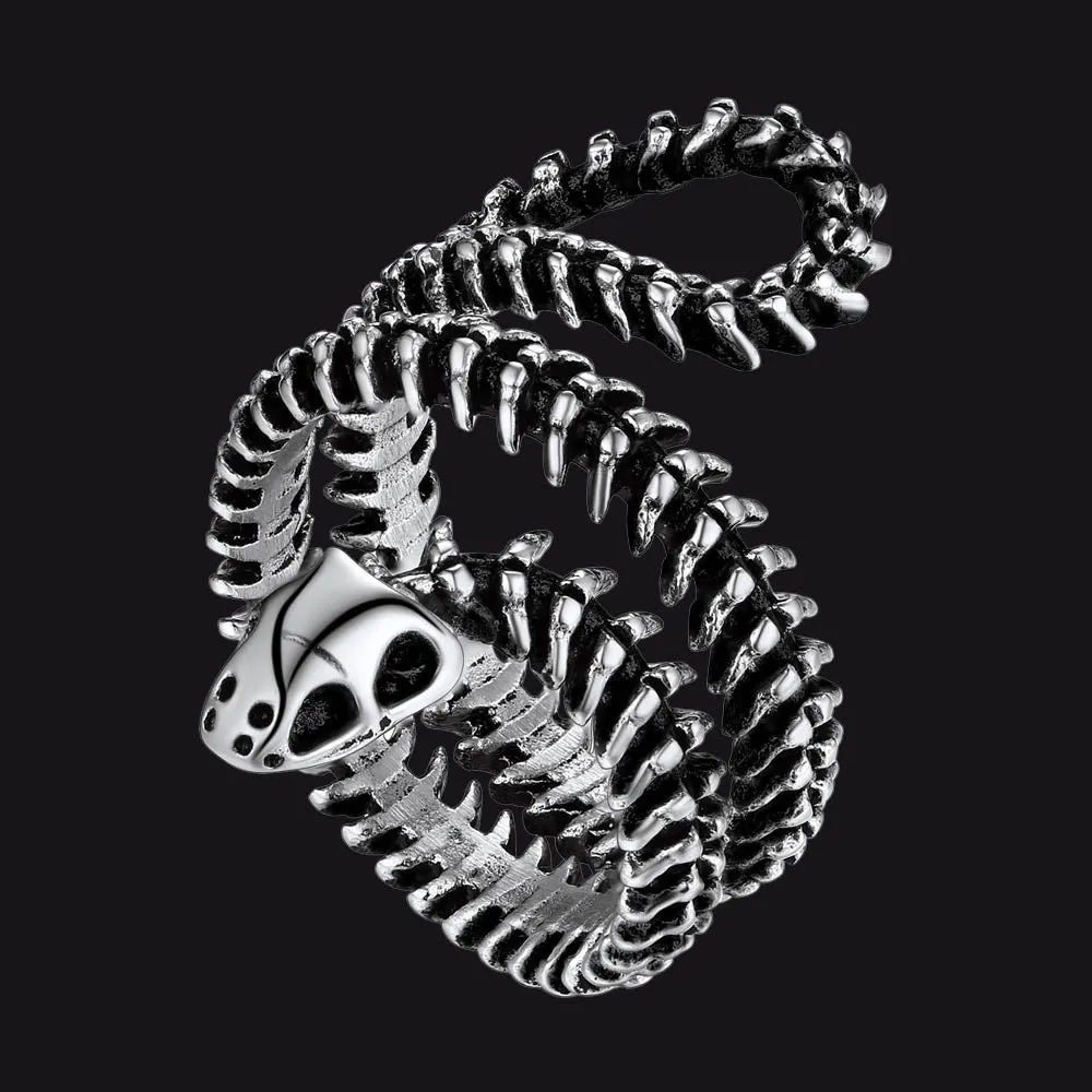 Gothic Snake Skull Bone Ring for Men Women sold by FaithHeart