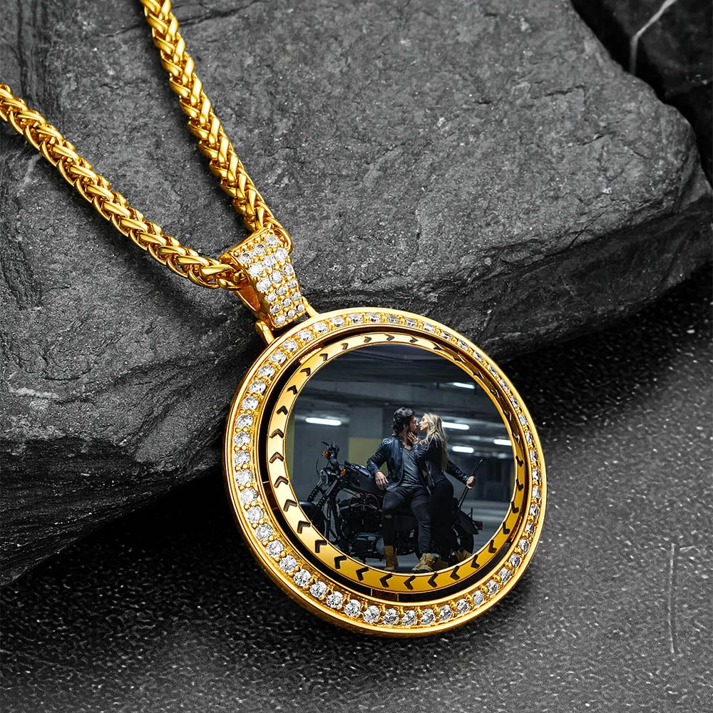 Custom Gold Zirconia Spinner Picture Necklace Pendant for Men Women sold by FaithHeart product image thumbnail 4