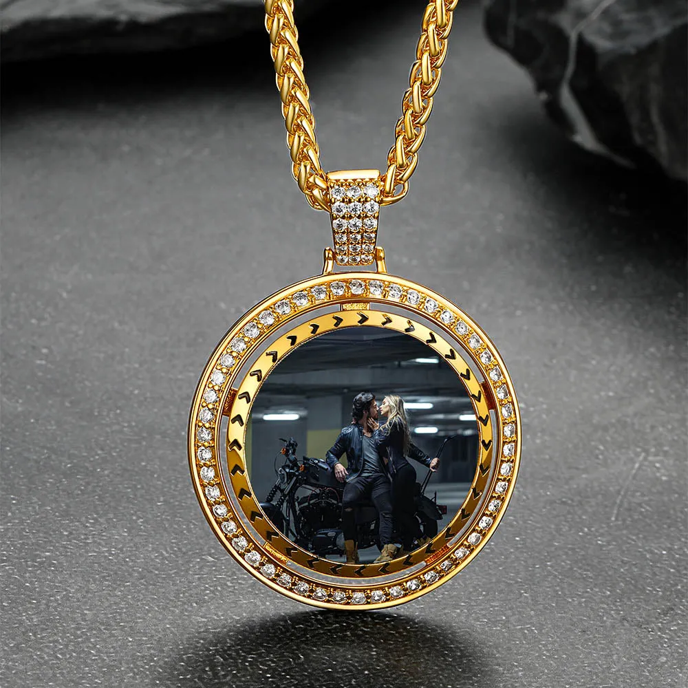 Custom Gold Zirconia Spinner Picture Necklace Pendant for Men Women sold by FaithHeart product image thumbnail 5