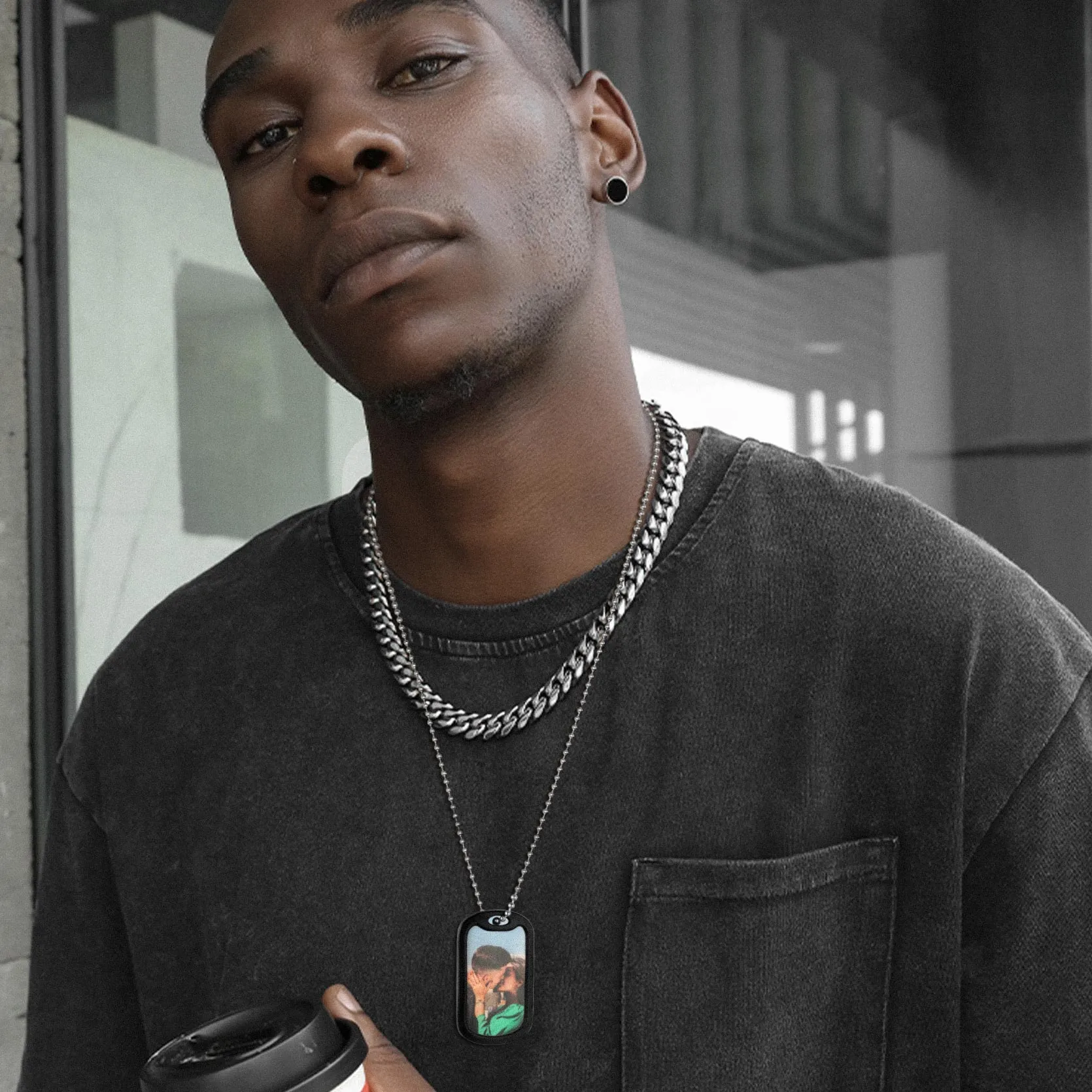 Personalized Military Army Photo Dog Tag Necklace with Picture For Men sold by FaithHeart product image thumbnail 2