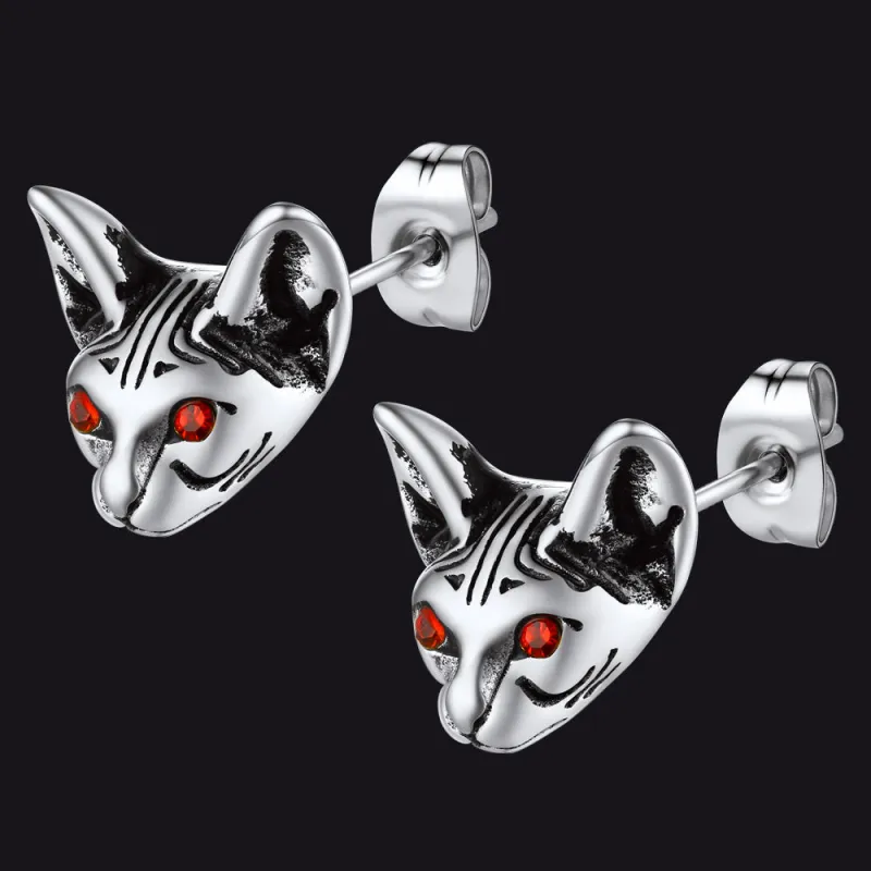 Flash Sale Quirky Cat Kitten Stud Earrings For Men Women sold by FaithHeart