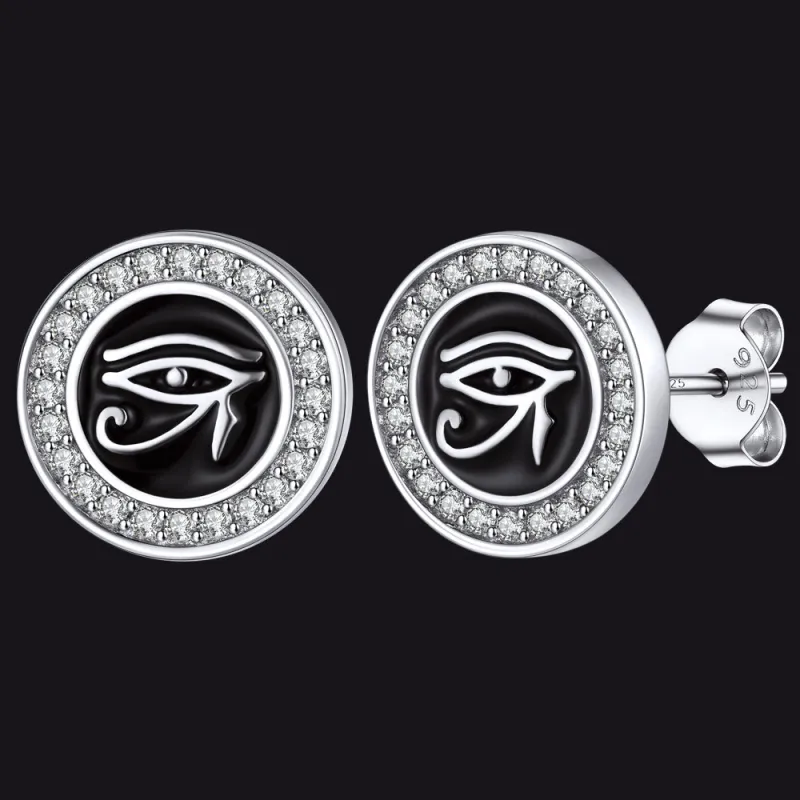 Sterling Silver Eye of Ra Stud Earrings for Men Women sold by FaithHeart
