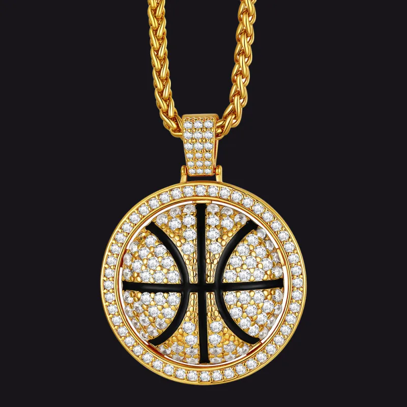 Bling Basketball Spinner Necklace for Men Women sold by FaithHeart