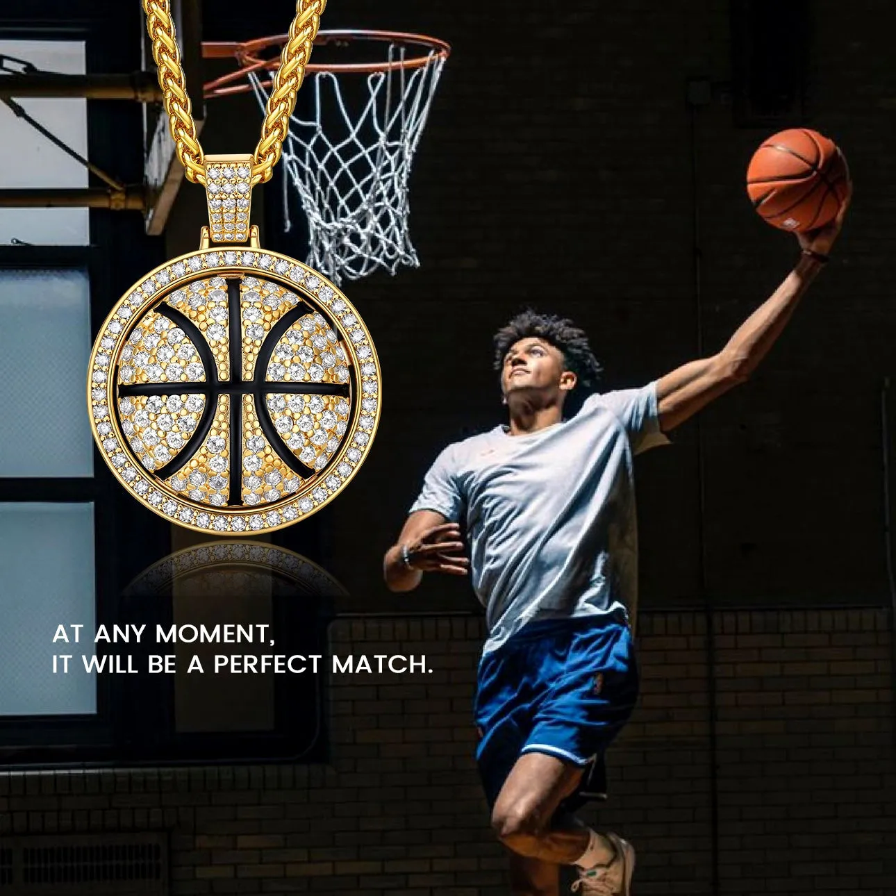 Bling Basketball Spinner Necklace for Men Women sold by FaithHeart product image thumbnail 4