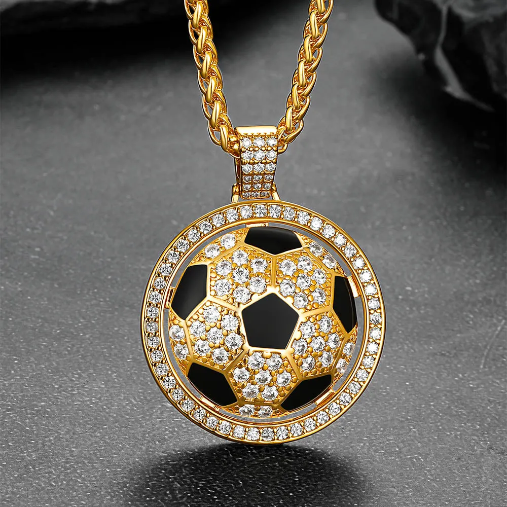 Bling Soccer Spinner Pendant Necklace for Men Women sold by FaithHeart product image thumbnail 5