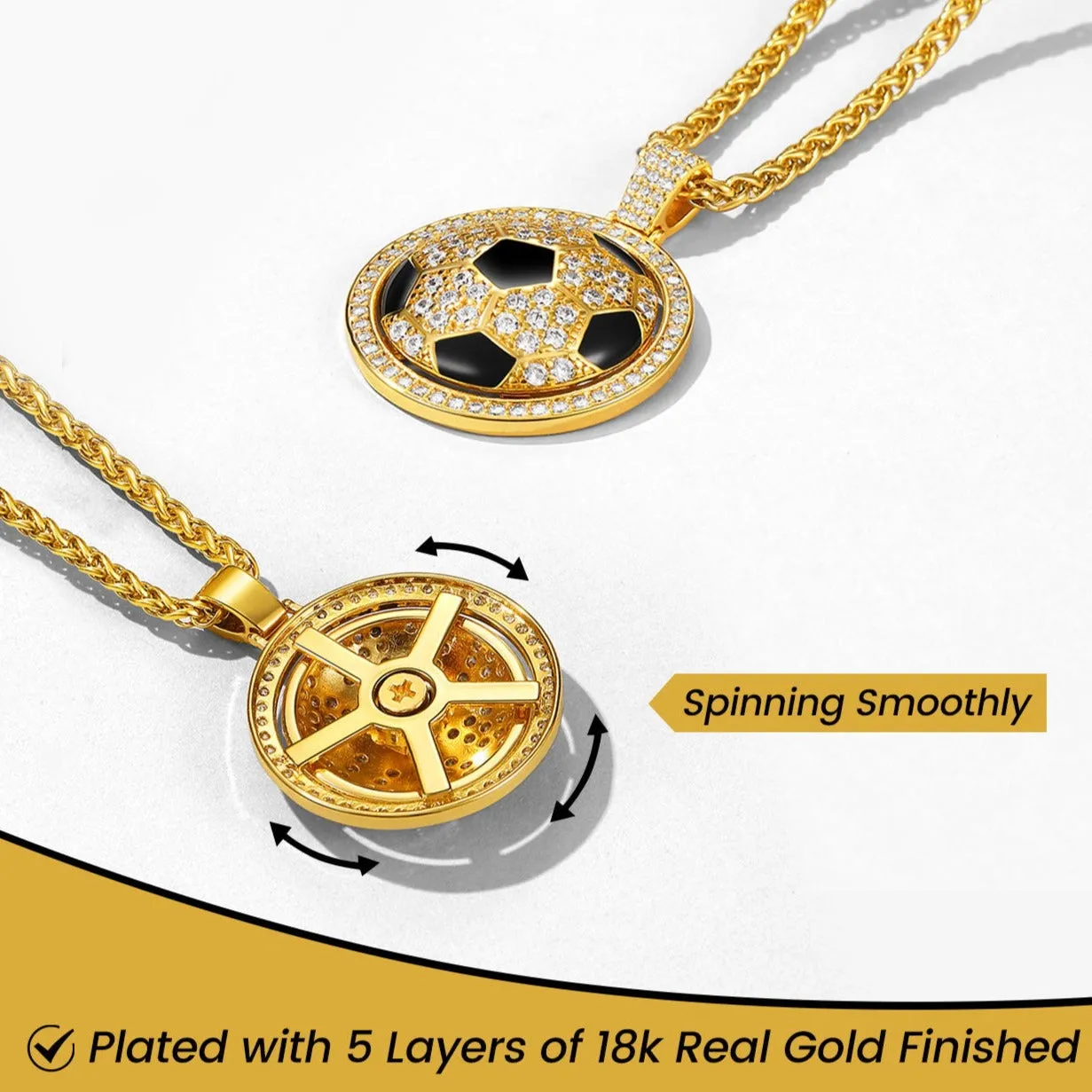 Bling Soccer Spinner Pendant Necklace for Men Women sold by FaithHeart product image thumbnail 4