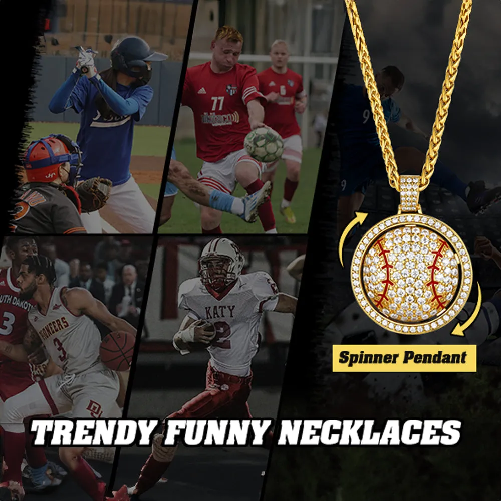 Hip Hop Spinner Baseball Necklace with CZ for Men Women sold by FaithHeart product image thumbnail 4