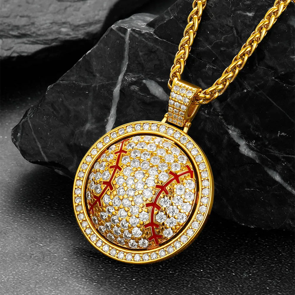 Hip Hop Spinner Baseball Necklace with CZ for Men Women sold by FaithHeart product image thumbnail 5