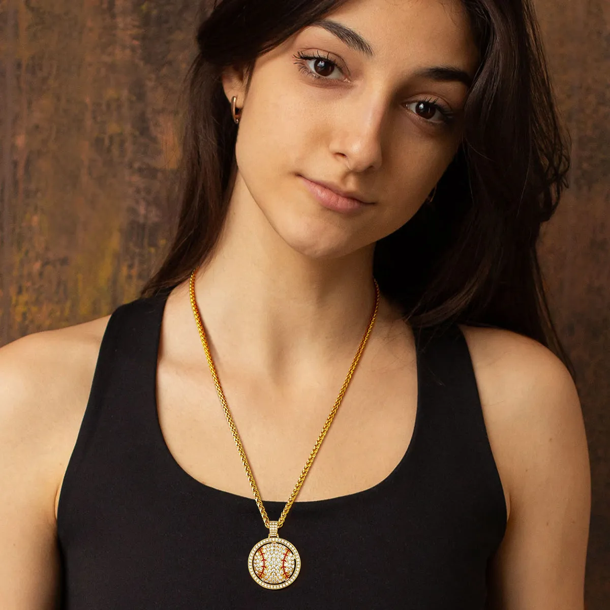 Hip Hop Spinner Baseball Necklace with CZ for Men Women sold by FaithHeart product image thumbnail 3