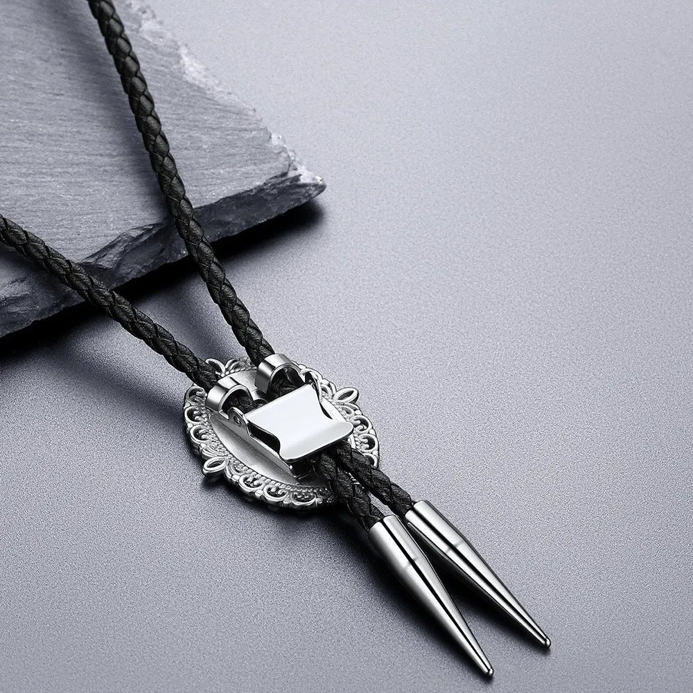 Western Black Onyx Leather Bolo Tie for Men Women sold by FaithHeart product image thumbnail 5