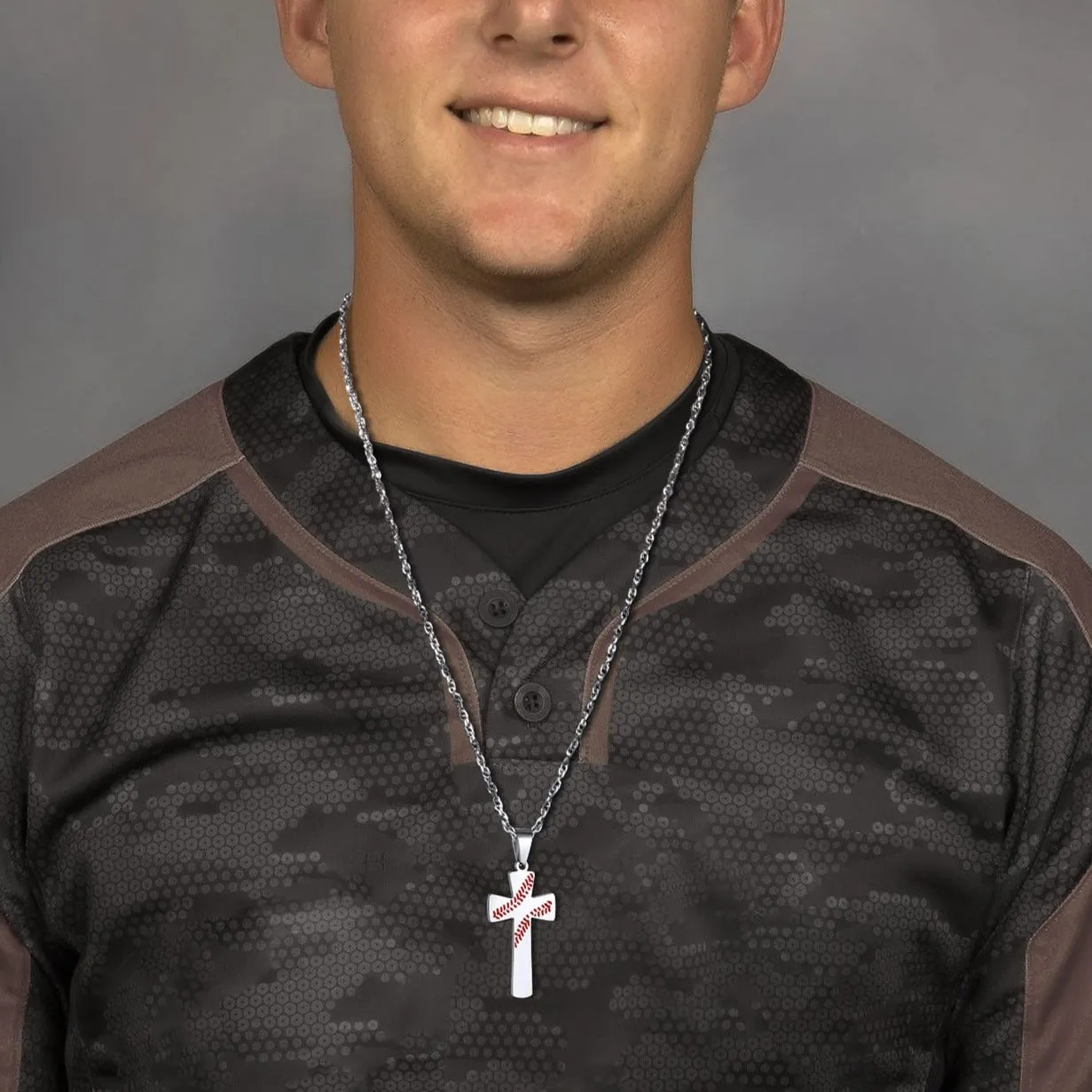 Engraved Sport Baseball Cross Necklace Pendant for Men Women sold by FaithHeart product image thumbnail 3