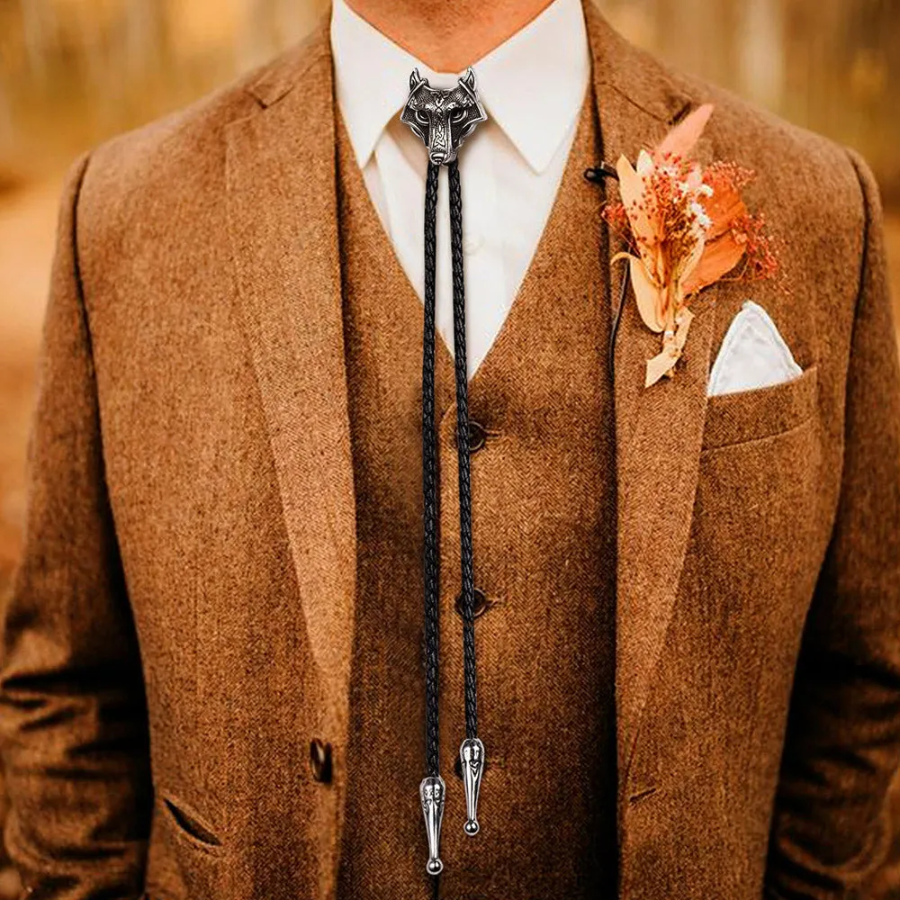 Norse Viking Celtic Wolf Leather Bolo Ties for Men Women sold by FaithHeart product image thumbnail 2