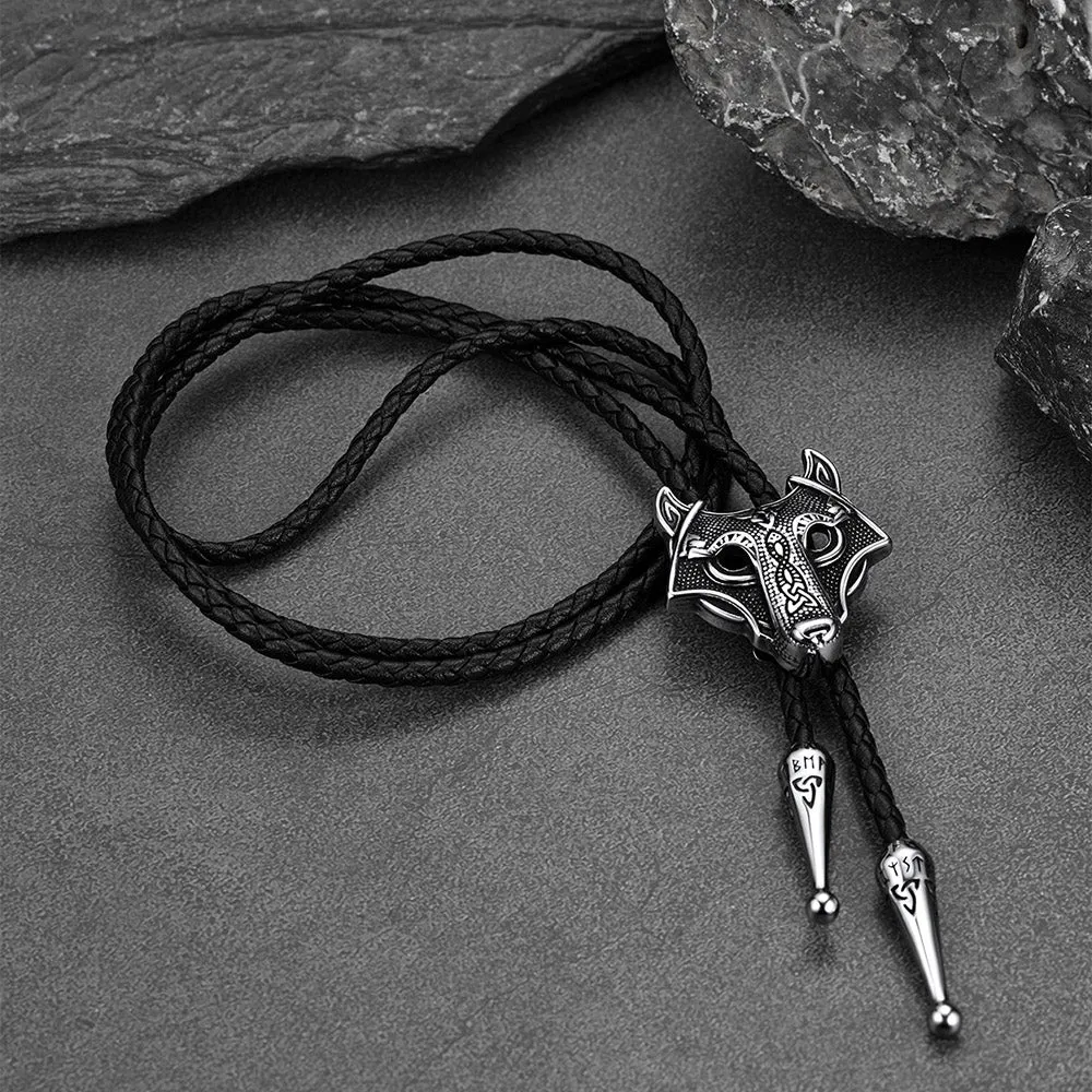 Norse Viking Celtic Wolf Leather Bolo Ties for Men Women sold by FaithHeart product image thumbnail 4