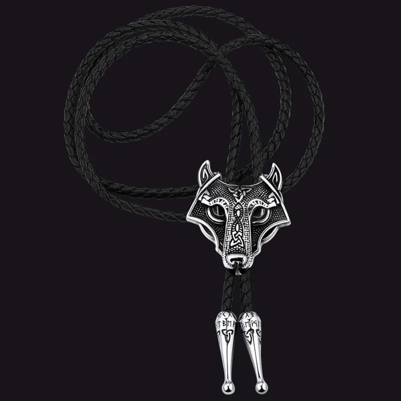 Norse Viking Celtic Wolf Leather Bolo Ties for Men Women sold by FaithHeart