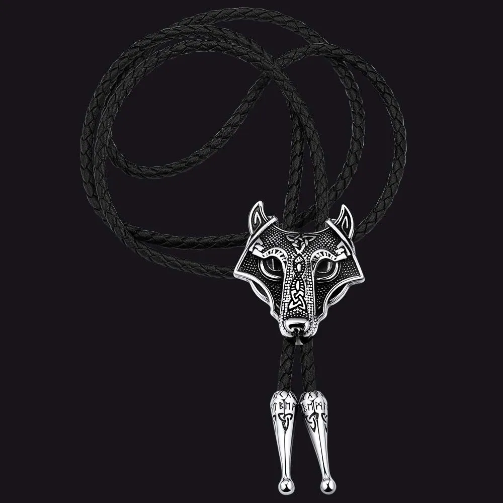 Norse Viking Celtic Wolf Leather Bolo Ties for Men Women sold by FaithHeart