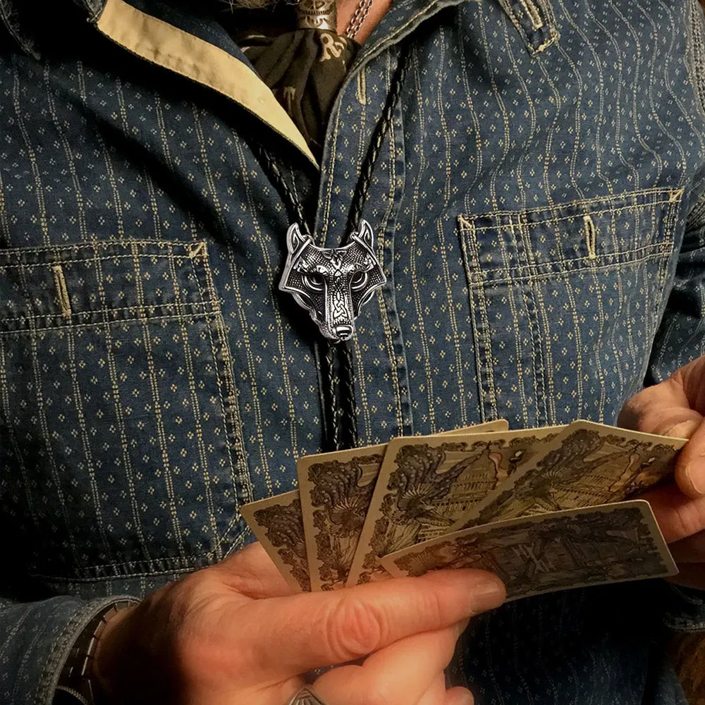 Norse Viking Celtic Wolf Leather Bolo Ties for Men Women sold by FaithHeart product image thumbnail 3