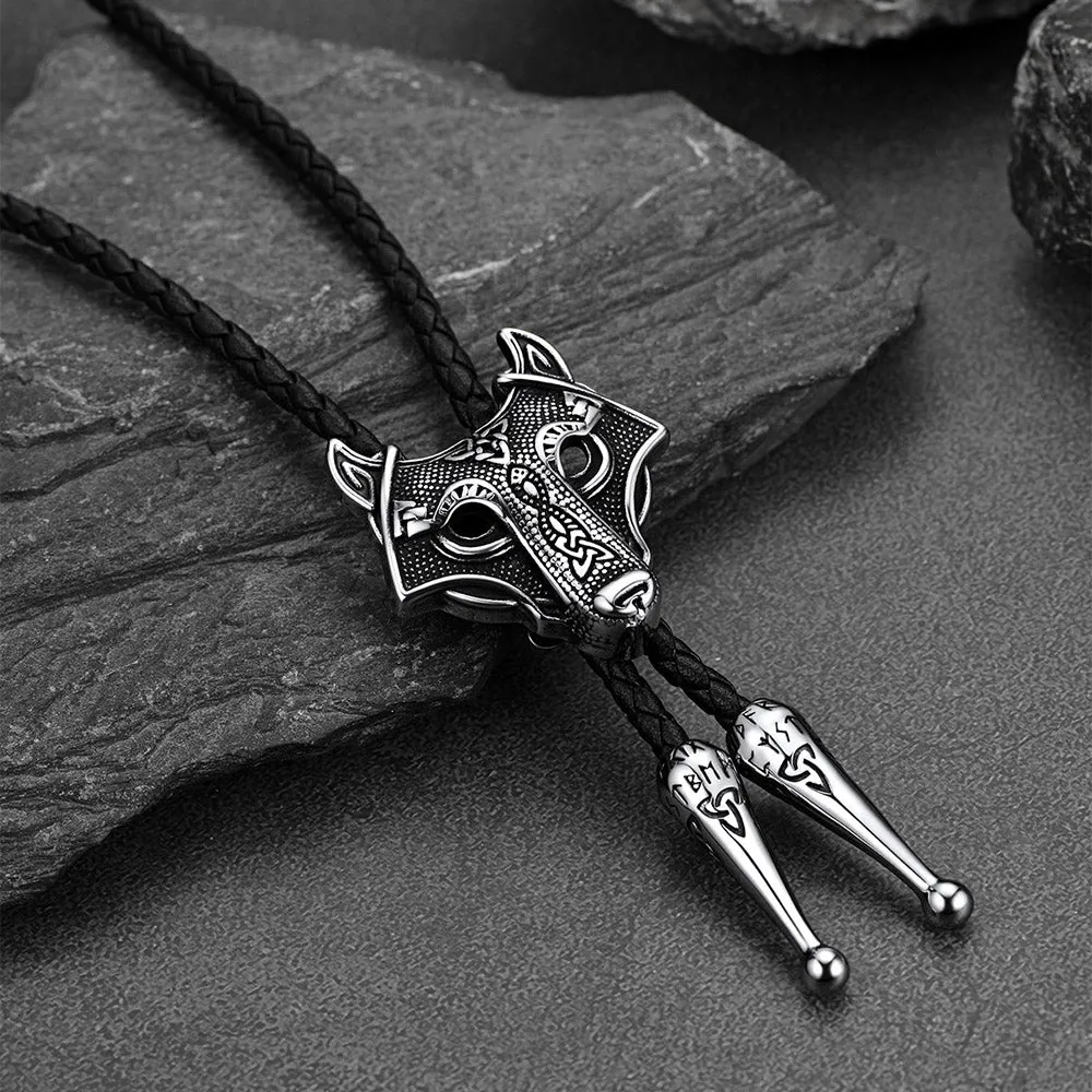 Norse Viking Celtic Wolf Leather Bolo Ties for Men Women sold by FaithHeart product image thumbnail 5
