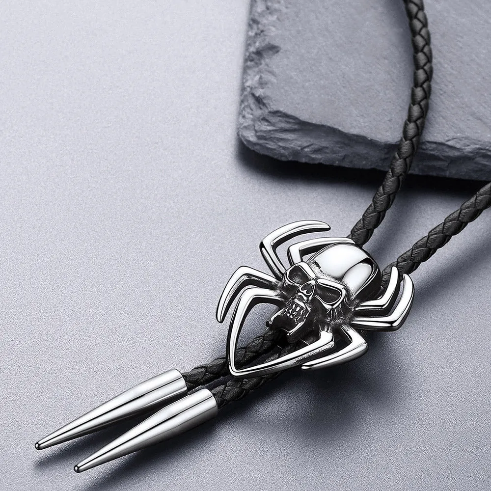 Gothic Spider Skull Leather Bolo Ties for Men Women sold by FaithHeart product image thumbnail 4