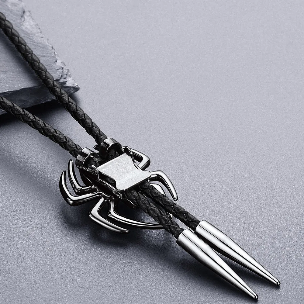 Gothic Spider Skull Leather Bolo Ties for Men Women sold by FaithHeart product image thumbnail 2