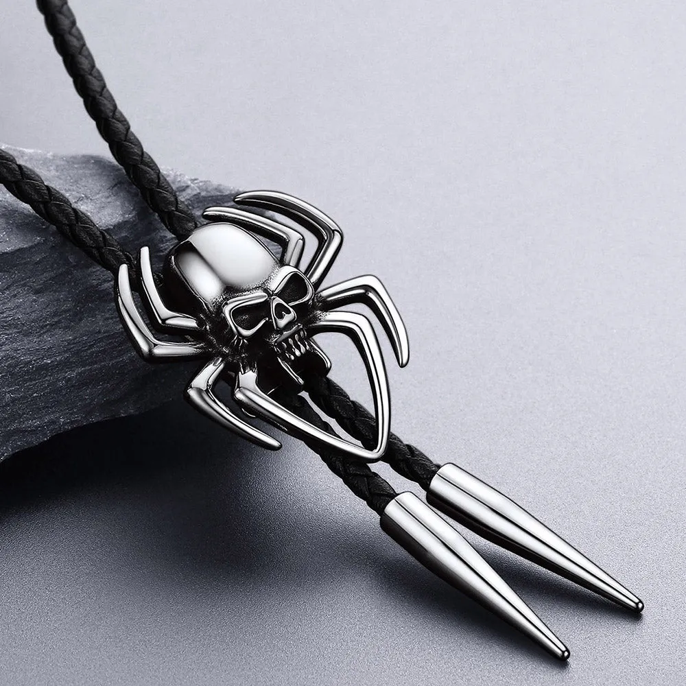Gothic Spider Skull Leather Bolo Ties for Men Women sold by FaithHeart product image thumbnail 3