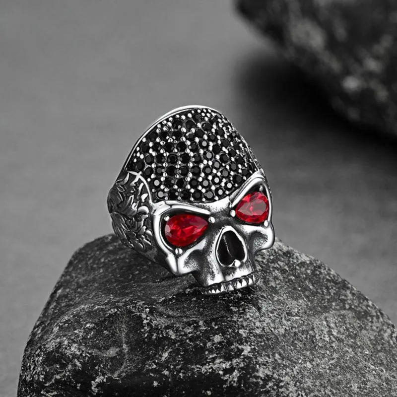 Biker Red Eye Skull Ring for Men in Stainless Steel sold by FaithHeart product image thumbnail 4