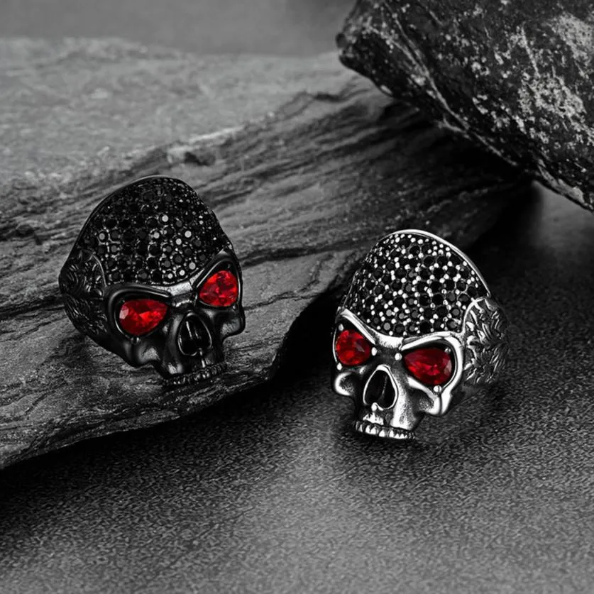 Biker Red Eye Skull Ring for Men in Stainless Steel sold by FaithHeart product image thumbnail 3