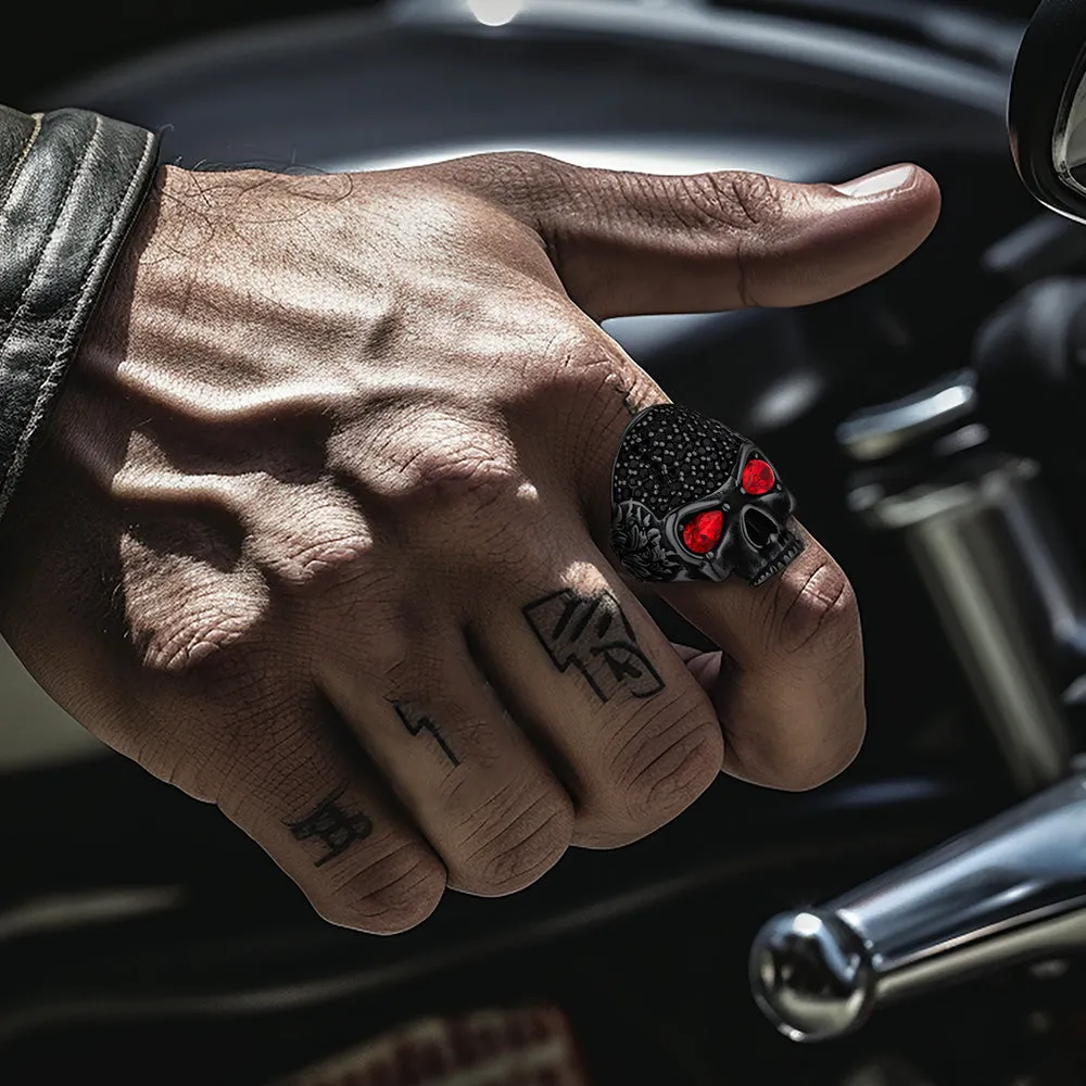 Biker Red Eye Skull Ring for Men in Stainless Steel sold by FaithHeart product image thumbnail 2