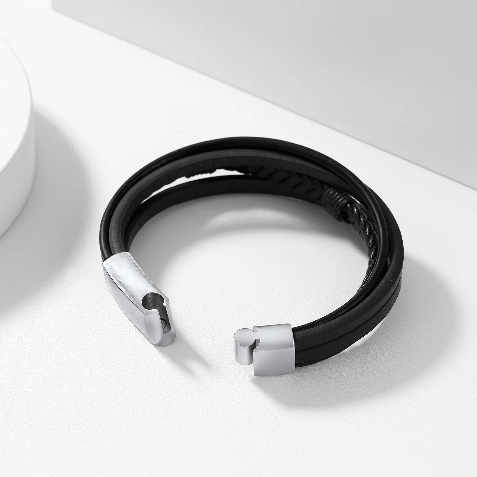 Feather Multi Layer Braided Leather Bracelet Gift for Men Son sold by FaithHeart product image thumbnail 4