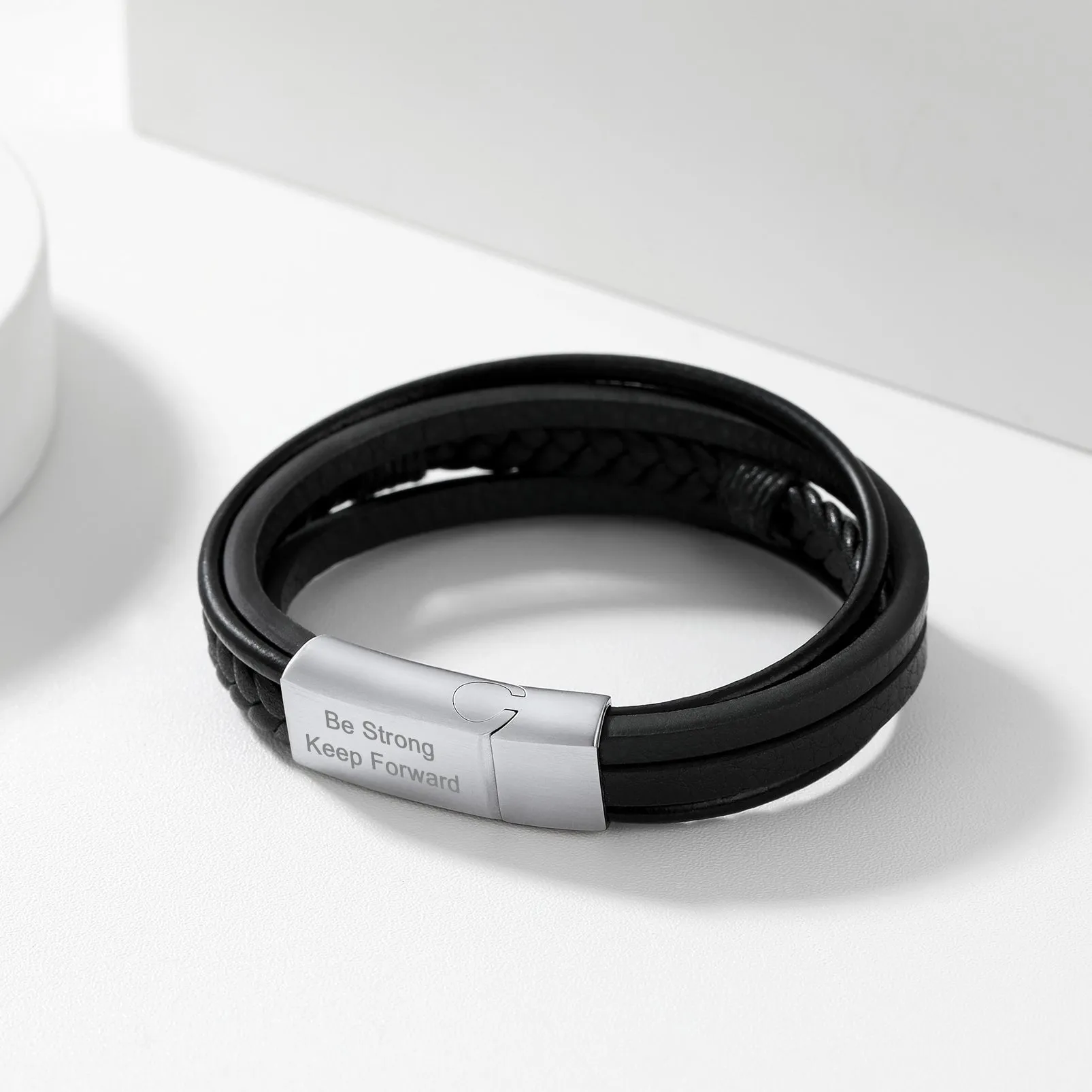 Feather Multi Layer Braided Leather Bracelet Gift for Men Son sold by FaithHeart product image thumbnail 5