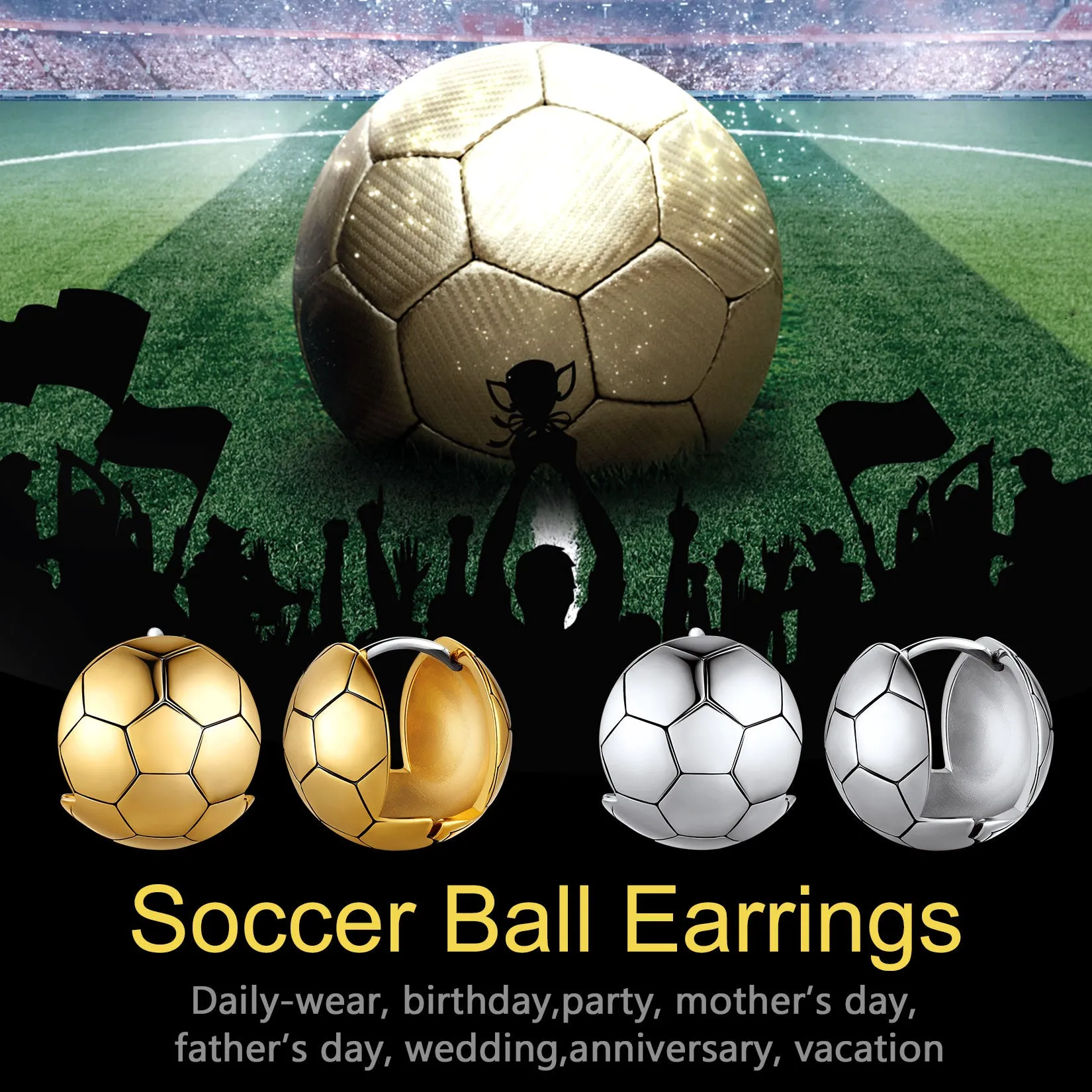 Soccer Sport Stud Earrings for Men Women sold by FaithHeart product image thumbnail 2