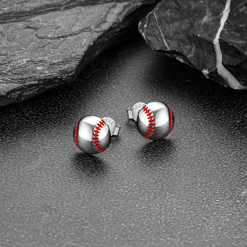 Sterling Silver Baseball Stud Earrings for Women Men sold by FaithHeart product image thumbnail 4