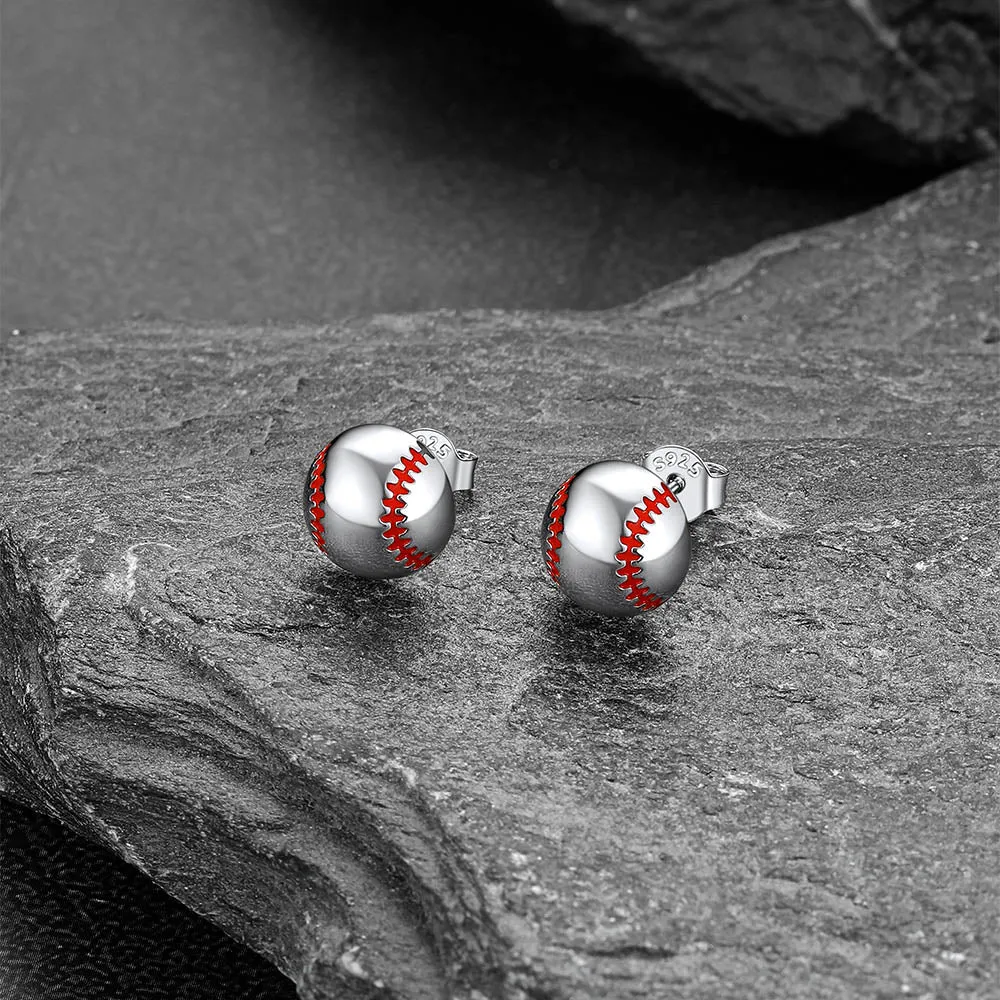 Sterling Silver Baseball Stud Earrings for Women Men sold by FaithHeart product image thumbnail 5