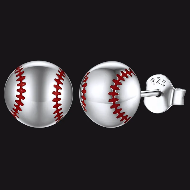 Sterling Silver Baseball Stud Earrings for Women Men sold by FaithHeart