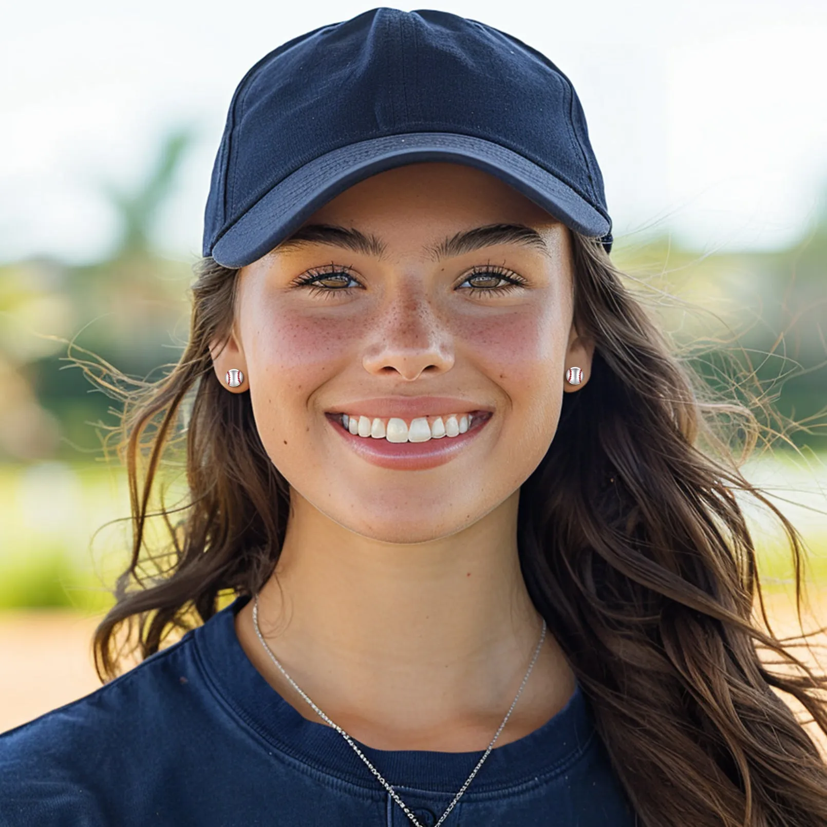 Sterling Silver Baseball Stud Earrings for Women Men sold by FaithHeart product image thumbnail 2