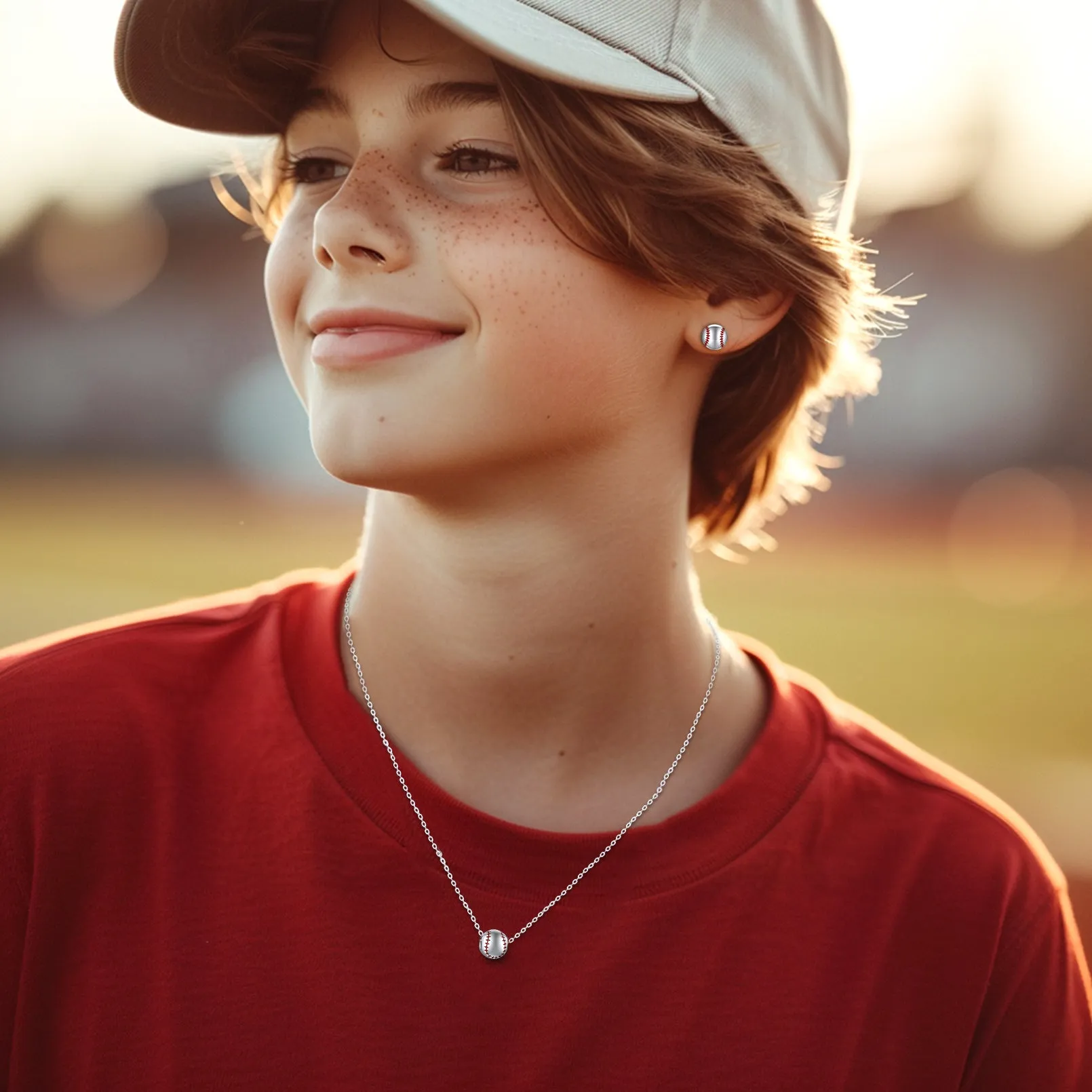 Sterling Silver Baseball Pendant Necklace for Women Boys sold by FaithHeart product image thumbnail 4