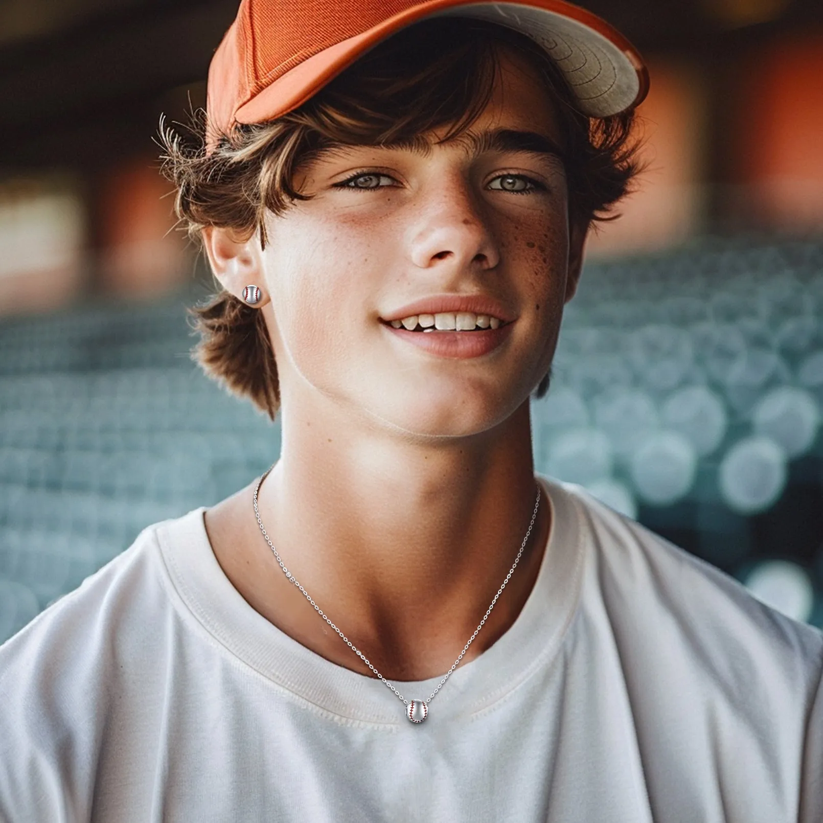 Sterling Silver Baseball Pendant Necklace for Women Boys sold by FaithHeart product image thumbnail 2