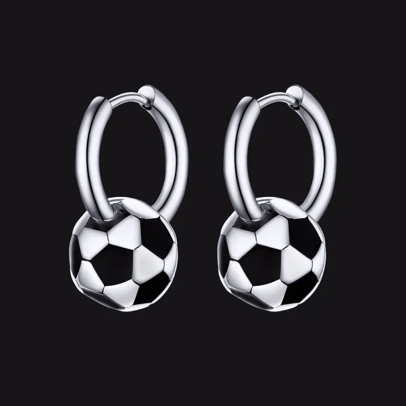 Sport 3D Soccer Hoop Earrings for Men Women sold by FaithHeart
