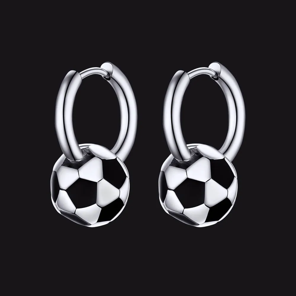 Sport 3D Soccer Hoop Earrings for Men Women sold by FaithHeart