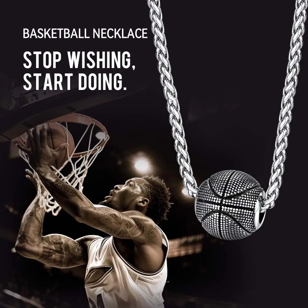 3D Basketball Pendant Necklace for Boys Men sold by FaithHeart product image thumbnail 2